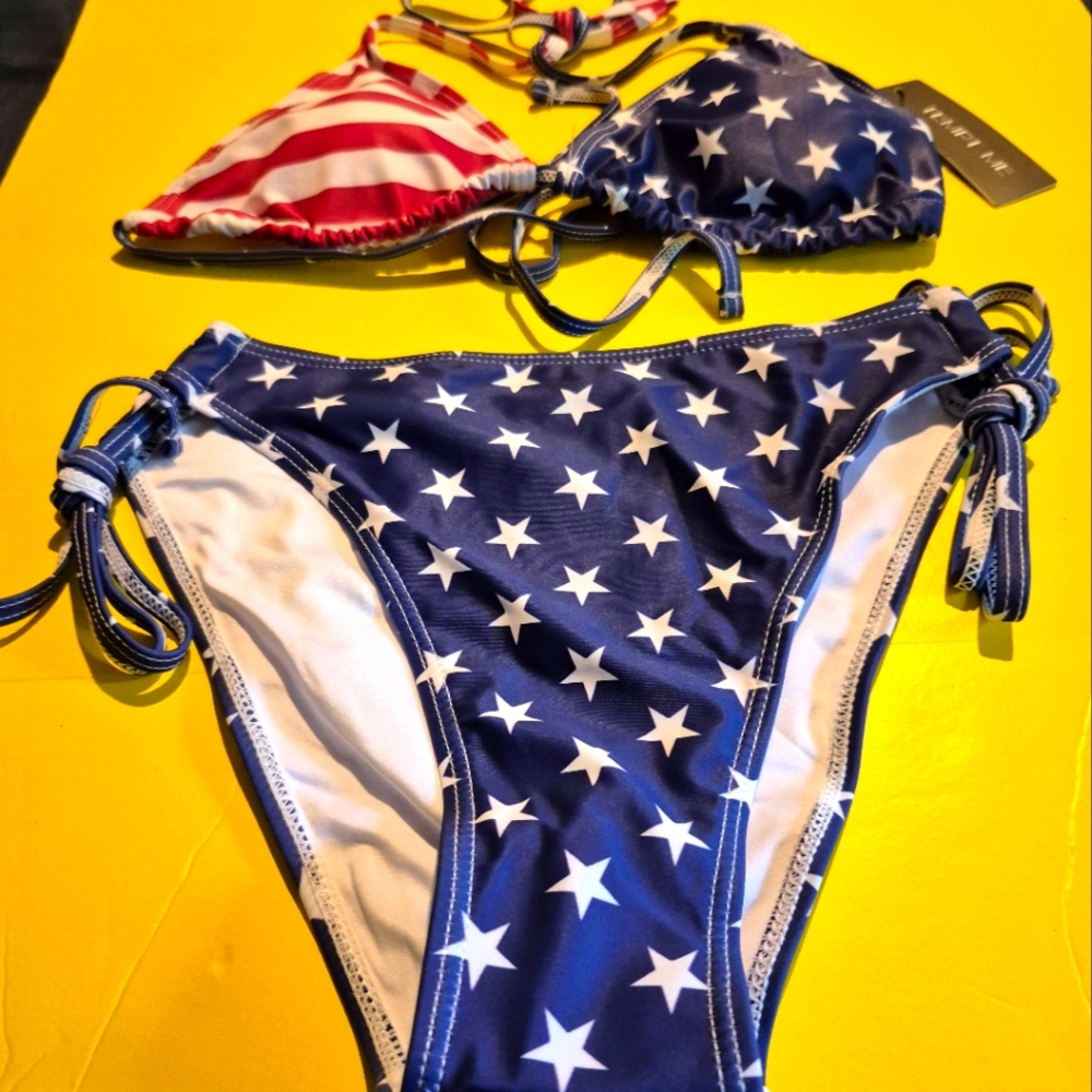 Blue and Red Star Bikini Set